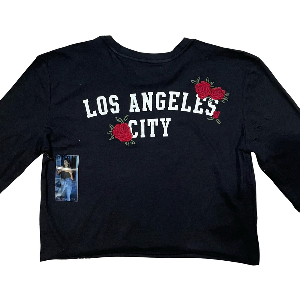 NWT Kendall + Kylie “Los Angeles” black long sleeve tee